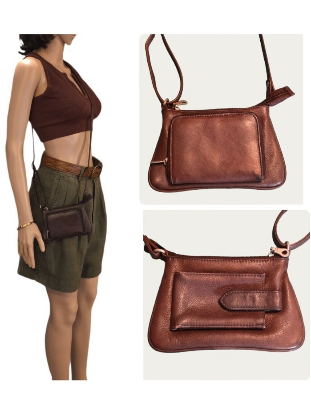 Paul & Taylor Vintage Distressed 90's Leather Mini/Wallet Crossbody